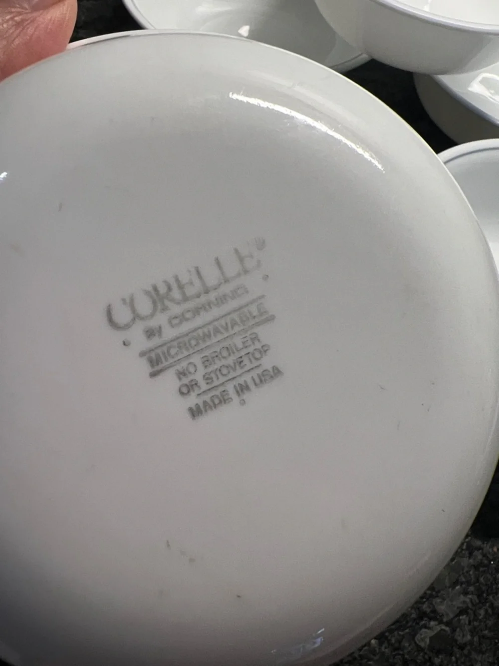 Corelle Vintage White Cereal Bowls with gray stripe – Set of 6